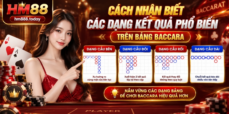 Cách nhận biết các dạng kết quả phổ biến trên bảng Baccara