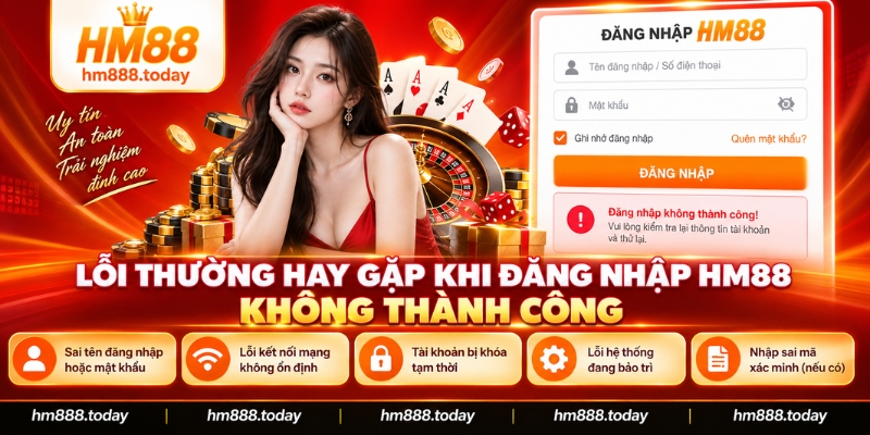 Lỗi thường hay gặp khi đăng nhập HM88 không thành công