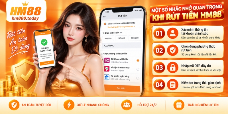 Một số nhắc nhở quan trọng khi rút tiền HM88
