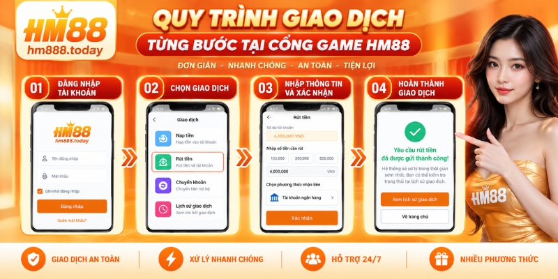 Quy trình giao dịch từng bước tại cổng game HM88